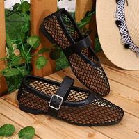 Nouvelles Ballerines Confortables en Maille pour Femmes et Filles, Style Mary Jane avec Bride Boucle, Chaussures Plates