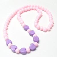 Ensemble de collier et de bracelet en perles acryliques roses pour petites filles, enfants, enfants, nœud papillon papillon, accessoires de bijoux