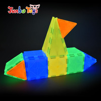 Ensemble de blocs de construction magnétiques qui brillent dans le noir avec des pièces de 7,5 cm et 3,75 cm, jouet éducatif STEM pour enfants