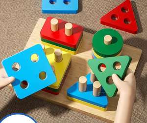 Colonne éducative Jouets Forme Matches Bloc Géométrique Bloc En Bois <span class=keywords><strong>Jeu</strong></span> D'empilage Jouets <span class=keywords><strong>Formes</strong></span> <span class=keywords><strong>Géométriques</strong></span> Jeux Assortis - Product Image 3