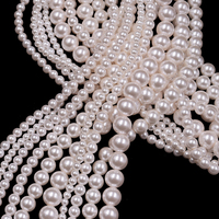 Perles de verre blanches avec des perles de verre rose clair, perles rondes teintées, perles imitation perle, perles de verre pour la fabrication de bijoux