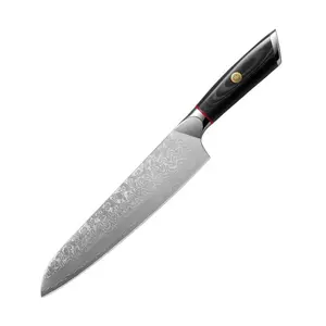 हाथ से जाली दमिश्क स्टील 8-इंच शेफ चाकू रंग लकड़ी का हैंडल मल्टी-फंक्शन हाई-एंड शार्प सुशी शेफ उत्तम फल चाकू