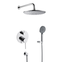 Pour Empolo système de douche de pluie de luxe robinet mitigeur contemporain en laiton à poignée unique finition chromée motif de pulvérisation douce douche de pluie