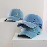 Casquette de baseball en jean vintage, délavée et usée, à calotte souple, style bec de canard, polyvalente et à large bord, protection solaire