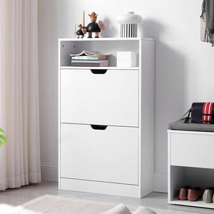 מודרני אירופאי כפרי יוקרה אירופאי לבן עץ ארון נעליים - Product Image 2