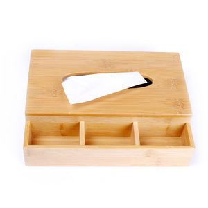 Boîte à mouchoirs multifonctionnelle en bambou, boîte de rangement pour table basse, télécommande, organisateur d'objets divers - Product Image 4