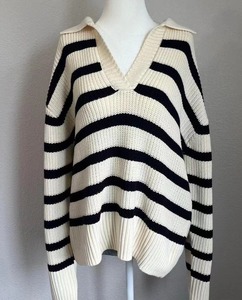 Personnalisé Hiver Automne Décontracté Haut à Manches Longues Lâche Ccollege Classique Colorblock Rayure Polo Cou Câble <span class=keywords><strong>Pull</strong></span> en Tricot Femmes - Product Image 2