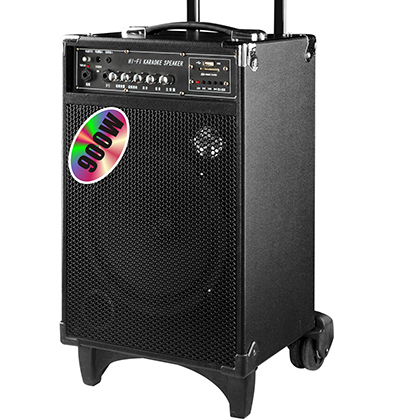 HOT SOLD 8  Inch Wireless Portable Trolley Blue Tooth Wooden Box Speaker with Outdoor Indoor