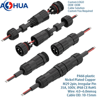 Conector de Alimentación Impermeable IP68 de 6 Pines, 15A, 1.0mm², 1.5mm², Conector de Cable Eléctrico
