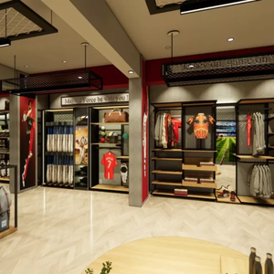 Aménagement intérieur de boutique de sport haut de gamme, petite boutique de sport avec présentoirs sur mesure, étagères murales durables - Product Image 1