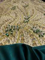Tissu en dentelle perlée avec broderie de cristaux à motif floral, matériau haut de gamme pour robe de mariée, robe de soirée, fourniture textile de mode