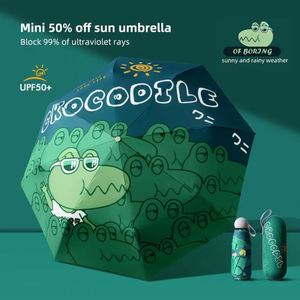 Paraguas Infantil Ultra Ligero, Mini, de Bolsillo, Plegable en Cinco Secciones, Apertura y Cierre Manual, Diseño de Dibujos Animados, Impermeable, de Tela Pongee - Product Image 3
