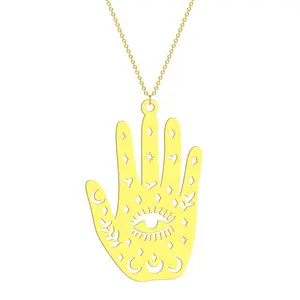 Ожерелье с подвеской из нержавеющей стали Kabbalah Hamsa с изображением сглаза для женщин, украшения еврейских традиций, оптовая продажа SN1214