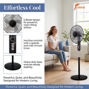 <span class=keywords><strong>Ventilateur</strong></span> sur pied mécanique 16 pouces, grille métallique et pales en plastique, faible taux de défaillance, idéal pour le commerce de détail - Product Image 3