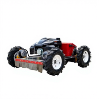 Tondeuse à gazon thermique 4x4 autotractée sans fil télécommandée puissante avec réservoir de carburant grande capacité pour pelouses résidentielles spacieuses