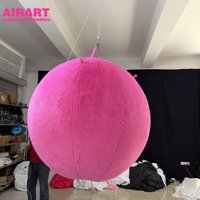 Boule suspendue en peluche rose pour la décoration d'événements de mariage, boule gonflable pour décoration suspendue, boule suspendue pour accessoires de scène