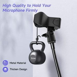 Soporte de Micrófono Profesional de Aleación de Aluminio con Diseño Dos en Uno, Rotación de 360°, 2 Clips, Portátil para Transmisiones en Vivo - Product Image 4