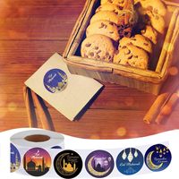 PuLian Eid Mubarak Ramadan Kareem Durable réutilisable rond heureux EID étiquette cadeau papier d'emballage autocollants auto-adhésifs étiquettes