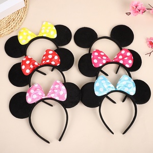 Children's Performance Mickey <strong>Minnie</strong> <strong>Mouse</strong> Headband with <strong>Bow</strong> Ears Sweet Handmade Hair Accessories for Kids - Product Image 2
