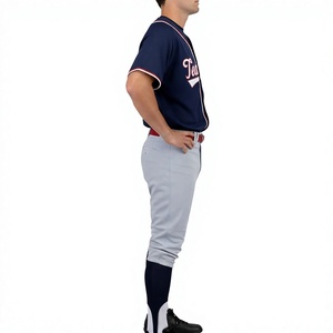 Uniforme de Béisbol Personalizado LONG MISSION INDUSTRY para Hombre, Jersey Azul Marino, Pantalones Grises, 100% Poliéster Transpirable, Detección de Agujas, Adulto - Product Image 3