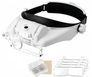 قابلة لإعادة الشحن 14X ضوء الصمام عصابة الرأس المكبر النظارات مادة الاكريليك لإصلاح التطبيقات - Product Image 3