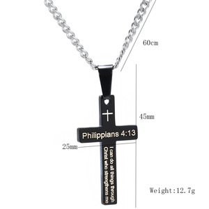 Colgante de Cruz de Acero Inoxidable de 35 mm, Diseño Liso, para Uso Diario, Incluye Cadena para Collar - Product Image 5