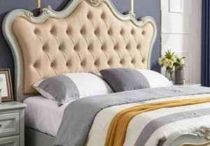 European Style Queen Size Wooden Bed <b>Frame</b> with Tufted Upholstered Headboard and Footboard Soft Faux Leather Design - Product Image 3