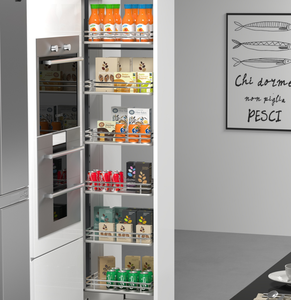 Custom Chrome Grey Pull-Out <b>Kitchen</b> Cabinet Wire <b>Storage</b> Organizers Modern Design for Pantry <b>Unit</b> Installation in Cabinets 02.2A - Product Image 1