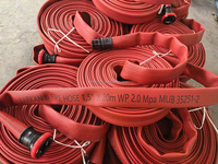 Tuyau d'incendie en caoutchouc Nitrile Layflat Dia1.5 "20M W.P.20BAR rouge en aluminium noir enduit Machino couplage anneau en