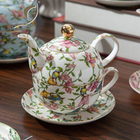 2025 Vintage Qian Hu céramique café et thé ensemble 400ml rétro européen Style britannique Floral décalcomanie véritable or jante os chine