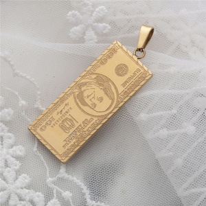 Colgante de Barra Chapado en Oro, Colgante Personalizado de Dólar Estadounidense en Acero Inoxidable - Product Image 5