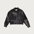 DIZNEW Clothing manufacturer Custom mans Jacket Fashion Luxury black damaged jeans jacket for men