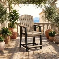 Tabouret de bar moderne en HDPE résistant aux intempéries avec accoudoirs et repose-pieds pour extérieur, patio, balcon, café, bord de piscine, résistant aux UV