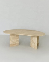 BOTON pierre naturelle décoration personnalisée de la maison marbre poli Beige salle à manger travertin Table basse