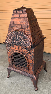 鋳鉄製ピザオーブンチミネア、BBQグリル付き木製ファイヤーピット、裏庭パティオヒーター、屋外暖炉、ガーデンチミネア - Product Image 5