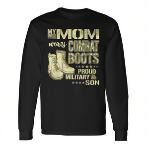 Ma mère porte des bottes de combat, fière de son fils militaire, t-shirt à manches longues - Product Image 2