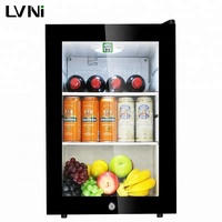 Vente en gros d'usine, mini réfrigérateur portable de 62 L avec porte en verre, température unique, refroidissement par air, verrouillage