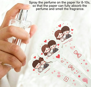 Bandes de test de parfum OEM personnalisées, motif nuage rouge, Saint-Valentin, <span class=keywords><strong>dessin</strong></span> animé, couple, <span class=keywords><strong>rose</strong></span>, nœud, cœur, enveloppe, motif lèvres, logo personnalisé - Product Image 2