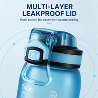 Bouteille d'eau en plastique écologique de grande capacité 30 oz, couleur personnalisée OEM, avec bouchon rabattable à un clic, anti-fuite, pour les sports de plein air