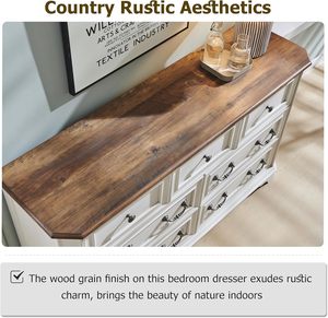 Credenza Rustica Stile Fattoria WenFeng OEM/ODM - 137 cm di Larghezza, 7 Cassetti, Texture <span class=keywords><strong>Legno</strong></span> <span class=keywords><strong>Naturale</strong></span>, Mobile Antico per Camera da Letto e Corridoio - Product Image 4