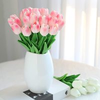 1 Buah Bunga Tulip Lateks Buatan, Bunga Tulip Sintetis Batang PU Sentuhan Asli untuk Dekorasi Pesta Pernikahan Rumah (Kuning)