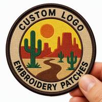 Écussons brodés personnalisés, forme ronde, paysage naturel couleur intégrale, logo, à thermocoller ou à coudre, pour veste, chapeau, sac à dos, vente en gros