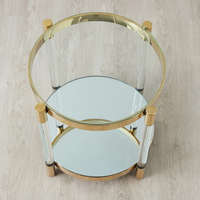 Table d'appoint en or de luxe moderne avec plateau en verre trempé, cadre en acier inoxydable, table basse en acrylique pour salon ou coin canapé