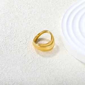 High Quality 18K PVD Gold Plated Stainless Steel Wedding Thick Chunky <b>Dome</b> Finger Trendy Fashion Jewelry Curved Camber <b>Rings</b> - Product Image 3