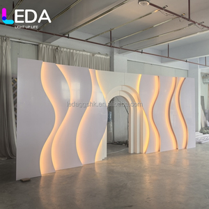 LEDA - Fondo de Escenario Moderno para Bodas, Diseño de Ondas Blancas, PVC 3D, Decoración de Escenario con Luz LED - Product Image 5