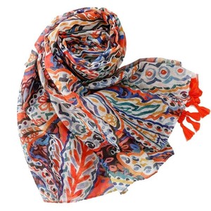 Hiyab de Moda Bohemia con Patrón Floral Colorido, Flores de Anacardo, con Flecos, Accesorio de Viaje, Poliéster, Multifuncional para Verano - Product Image 2
