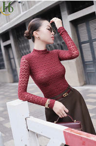 Blusa de manga larga de encaje elástico para mujer, hecha en Vietnam, estilo casual, de mezcla de poliéster con botones al frente para todas las estaciones. - Product Image 6