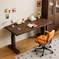 Bureau électrique réglable en hauteur en bois massif de qualité supérieure avec double moteur, table de bureau assis-debout de 120-160 cm de large, en noyer noir et cerisier