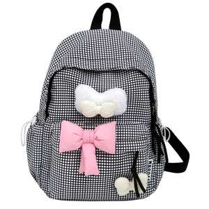 Pink Bow <b>Backpack</b> With Heart Design For School Girls Summer 2024 - Product Image 5