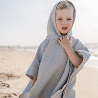 Serviette de plage en coton 100% pur, à séchage rapide, à carreaux, poncho pour enfants, robe à capuche, été, pour garçons et filles